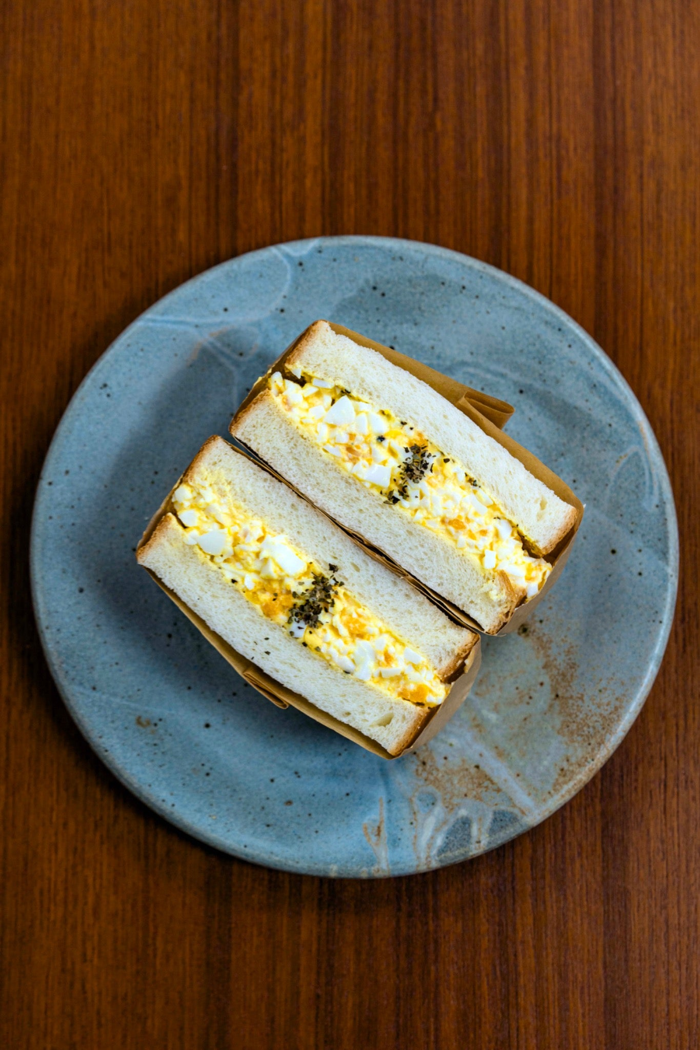 Kinkan Market Japanese Egg Sando on ceramic plate